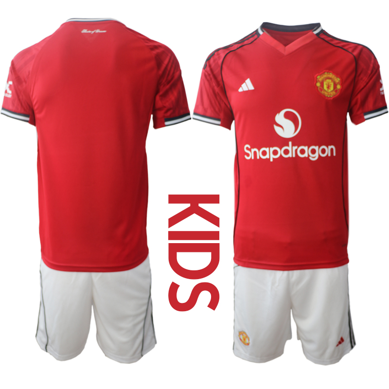 Youth 2025-2026 Club Manchester United home Red Blank Soccer Jersey->customized soccer jersey->Custom Jersey